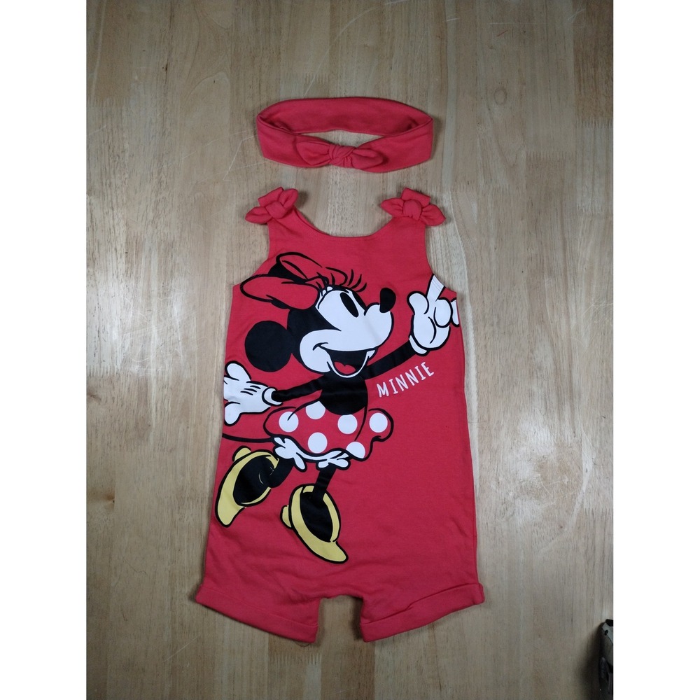 Disney Junior Minnie Mouse Red Romper with Matching Headband Set Girls Size 4T